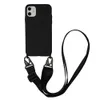 iPhone 용 Crossbody Necklace Holder 전화 케이스 CASE 15 14 13 12 11 Lanyard Liquid Silicone Case Case Cord Strap Rope