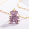 Collier Swarovski Designer Womenshi Hualuo comptoir rose battant coeur ours en peluche colle