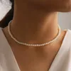 4mm 6mm 8mm 10mm imitasyon İnci Boncuklu Altın Kaplama Zincir Kolyeler Kadınlar için Chokers Kız Parti Kulübü Dekoru Takı