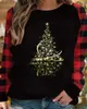 Women's Sweaters 2023 autumn and winter plus size Christmas casual tops women's large color block snowman print long-sleeved round neck tops 6XLL231024