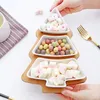 Plates Ceramic Bamboo Christmas Tree Tray Snack Plate Fruit Bowl Dish Tableware Breakfast Kitchen Home Supply