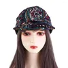 Visières chapeau coton imprimé fleuri moyen âge et personnes âgées casquette à bord court filles visière Baseball femmes Style ethnique