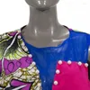 Ubrania etniczne przyjęcie mody Afrykańskie sukienki dla kobiet Bazin Riche Print Bawełna krótka sukienka bez rękawów