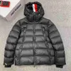 Jaqueta de esqui para homens preto casaco de inverno com capuz designer quente bolso parka zíper bidirecional f23