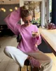Kvinnor S KNITS TEES Fashion Pink Knited Pullovers For Women Elegant O Neck Longepletes Warm Sweaters 2023 Autumn Winter Chic Female Streetwear 231023