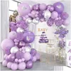 Outros suprimentos de festa de evento Borboleta Roxa Balão Garland Arch Kit Feliz Aniversário Decoração Crianças Chuveiro de Bebê Latex Ballon Chain Wedd Dhog7