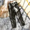 Frauen Hosen Echtes Leder Kleidung Hohe Taille Winter Frauen Schwarz Harem Koreanische Mode Streetwear Roupa Feminina