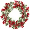 Dekorativa blommor kransar Xmas Simulation Berry 14 huvuden Red Berries gren Artificial Flower Fruit Cherry Plant för Chriatmas Tree Home Party Decorations 231023