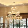 Ljuskrona europeisk stil ljuskrona duplex byggnad ihålig stor vardagsrum hemlampan imitation jade kristall zink legering lampor