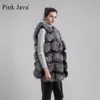 Damen Pelz Faux Pink Java 80 Damen Wintermantel Echtpelz Weste Naturweste Modekleidung Ganuine Jacke 231023