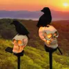 Decorações de jardim Resina solar Halloween Crow Skull Luz ao ar livre à prova d'água LED LED Varanda de férias Lâmpada de lâmpada Decoração de jardim Decorativa 231023