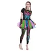 cosplay Eraspooky Costumes d'Halloween pour femmes Cosplay Funky Punky Bones Crâne Squelette Costume d'Halloween Robe et Leggings Setcosplay