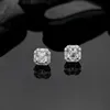 Stud Wong Rain 925 Sterling Srebrny Asscher Cut Created Ruby Ciemne Ślub Prosty kolczyki na uszach Prezent biżuterii 231023