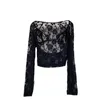 Women's Blouses Vintage Elegant Blouse For Women Hollow Out Build In Bra Long Sleeve Lace Base Shirts Autumn Casual Female Tops Drop