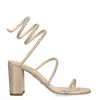 حزام الراين الفاخرة RC Sandal Rene Cleo 80mm Strass Strass Sandal Syneled Sandals Women Wedding Party Party Pumps Summer Fashion Sandals