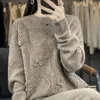 Kadın Sweaters Şık El Yapımı Tığ Örgütlü Kazak 100 Kaşmir Zayıflama Yün Üssü Kadınlar İçin Çok Yönlü Top