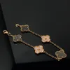 Four Leaf Clover Bracelet Designer Suitable for Women Obsidian Production Gold Plated 18k High Quality Official Replica Premium Gift 024