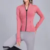 Giacche da donna Colletto alla coreana Sport slim Corsa Abbigliamento fitness Tinta unita Nero Cerniera casual Moda Cappotti yoga a maniche lunghe