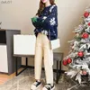 Chandails pour femmes Pull tricoté confortable arbre de Noël imprimé pull pour femmes tricot chaud élégant vacances pull de noël SweaterL231024