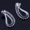 Boucles D'Oreilles Charmantes Oxyde De Zirconium Noir Plaqué Argent V0844