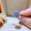 Clusterringen Klassiek Mode 1ct Moissanite Diamanten Ring Helder Snijden Vrouw 925 Sterling Zilver Bruidegom Voorstellen Bruiloft Luxe Sieraden