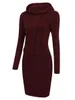 Plus size Dresses Size Hooded Collar Kangaroo Pocket Sweat Dress Mini Woman Solid Long Sleeve Clothing Tunic Robe 231024