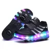 Athletic Outdoor Kid Boys Girls Flashing Roller Skate Shoes Children Led Light Up Shoes USB Laddning Lysande hjul Sneakers för Street 231023