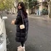 Casacos de trincheira femininos estilo de inverno coreano solto moda algodão casaco engrossado comprimento médio sobre o joelho branco pato para baixo colarinho parka