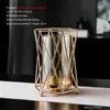 Vases Iron Line Metal Flowers Pot Plated Alloy Glass Vases Golden Vase Floral Flower Arrangement Modern Luxurious Plant Holder NordicL23/10/23