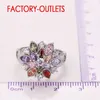 Band Rings 925 Sterling Silver Ring Fashion Jewelry Colourful Cubic Zirconia Flower Design Cute Style Women Girls Party Engagement 231024