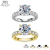 Wedding Rings AnuJewel 4.3cttw D Color Engagement Rings 925 Sterling Silver 18k Gold Plated Lab Created Diamond Wedding Band Rings 231023