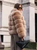 Chaqueta de piel sintética de invierno para mujer, abrigo de piel auténtica con cuello levantado, abrigo de calle principal, abrigos de chaqueta real en promoción WGLUVF FUR 231023