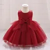 Kız Elbiseler 0 ila 12 24 aylık gündelik tül elbise kızlar için prenses kolsuz bebek balo Noel partisi vestido infantil menina