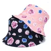 Berretti estivi Ins fiori di peonia cappelli da sole per le donne Giappone e Corea parasole a doppia faccia cappello da bacino protezione solare esterna cappelli a secchiello