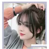 Human Bangs Girl Real Hair Air For Women 3D French Clip In Bang Extension Natural Age Reduction Hairpieces Drop Delivery Products Re Dhsg0