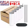 US CA Warehouse 50pcs/Carton 20oz Sublimation Tumblers Straight Blanks White 304 Stainless Steel Vacuum Insulated Slim DIY Cup Car Coffee Mugs Party Gifts u1102