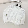 Women's Jackets White Gauze Agaric Stitching Heavy Embroidery Double Small Coat Pocket Fashion Temperament Women