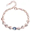 Pulseira de cristal Swarovski feminina fashion e temperamento americano pulseira de folha de ouro rosa com