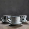 Koffiesets Jingdezhen Handgemaakte koffiekop Handgeschilderd blauw en wit Creatieve set Stoomkan Latte