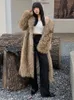 女性の毛皮のフェイクラグジュアリー服冬の輸入アライグマコートxlong天然ふわふわジャケットレディースファッションストリートウェア231023