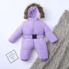 Rompers Winter Clothes Baby Down Jacket Romper Boy Girl Snow Wear Jacket Huven Jumpsuit varm tjock kappdräkt Vetement Fille Hiver 231024