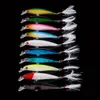 Appâts Leurres 10pcs Larser Minnow Fishing Set Attraper le bar plus rapidement avec crochet à plumes Appâts artificiels Crankbait 9cm7g 231023