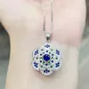 Luxury Jewelry Set Vintage Flower Shape Ring Necklace High Quality Copper Silver Plated Women Full Of Diamond Necklace