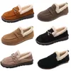 Chaussures en coton polaire épaisse pour femmes, noires, marron, gris, kaki, cuir, décontractées, tendance, baskets pour sports de plein air, couleur 6