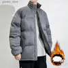 Męska mowa parkas wodoodporna kurtka mężczyzna zimowy stand-up kołnierz sztuczny zamsz w masy puffer retro parkas men solid kolor mody Q231024