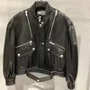 Women's Leather 2023 Autumn Genuine Motorcycle Jacket Puff Sleeve Zealand Imported Sheep