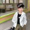 Jackets Summer Children Fashion Letters Printed Can Store Sunscreen Clothes Boys Thin Hooded Zipper