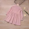 Abiti da ragazza Primavera Velluto a coste Rosa Abito con volant Decorazione Abbigliamento per bambini Bambino per ragazze 2-6 anni