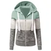 Felpe con cappuccio da donna Felpe Casual Felpa a blocchi di colore Manica lunga Cerniera Giacca in pile da donna Zip up Sleep Jackets 231023