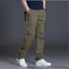 Pantalons de travail multi-poches pour hommes, amples, droits, décontractés, pur coton, grande taille élastique, pantalons longs durables, automne et hiver